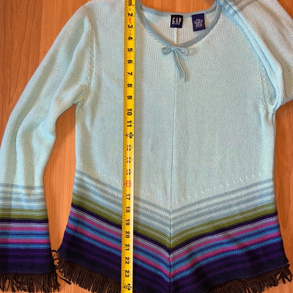 Gap Kids Y2K cotton sweater, XXL. Tribal influence angular stripes and fringe. - Picture 3 of 7